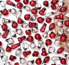 Red and Silver Tiny Christmas Ornaments 